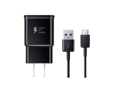 Samsung 15W Fast Charger with USB-C Cable (US plug) Black and white